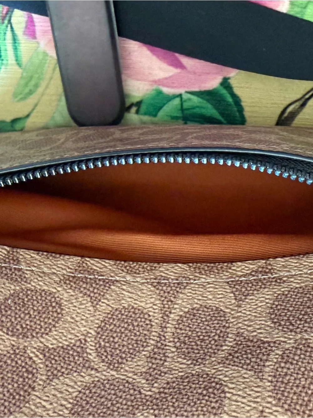 New Coach Brown Signature Canvas Messenger Bag with Black Trim - NWOT.